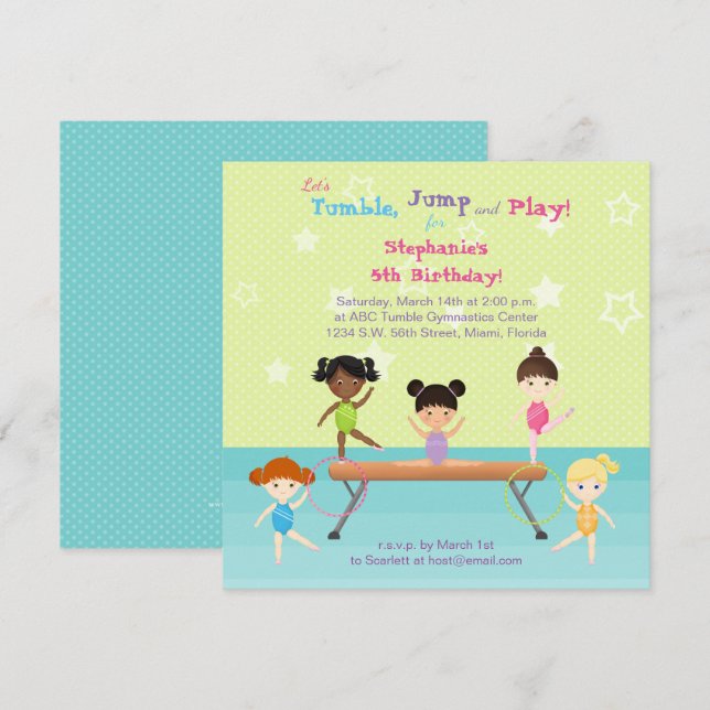Invitation Parti de la gymnastique (Devant / Derrière)