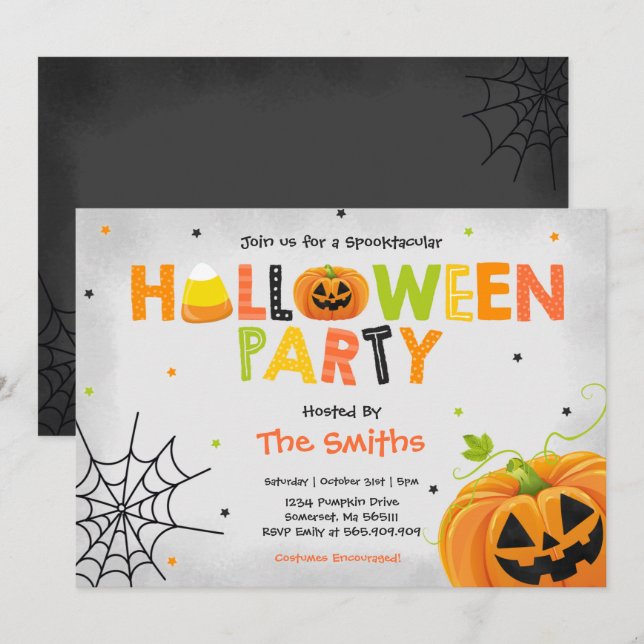 Invitation Parti de la petite Halloween spooktaculaire (Devant / Derrière)