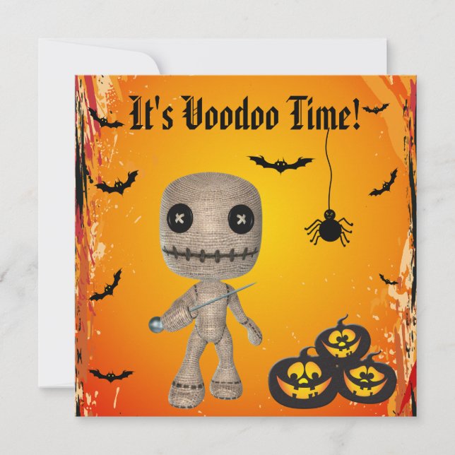 Invitation Parti de la poupée et de l'Halloween Cute Voodoo (Devant)