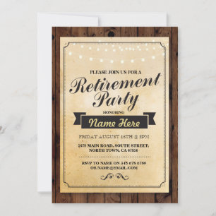 Invitation Parti de la retraite Bois Lights Retraite Invitati