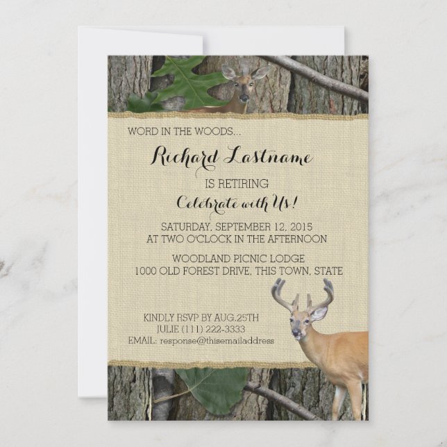 Invitation Parti de la retraite Buck and Doe (Devant)