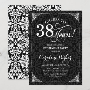 Invitation Parti de la retraite - Damas noir et blanc
