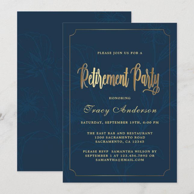 Invitation Parti De La Retraite De La Marine Et De L'Or (Devant / Derrière)