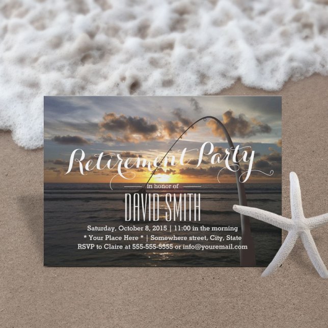 Invitation Parti de la retraite de la pêche de plage (Créateur téléchargé)