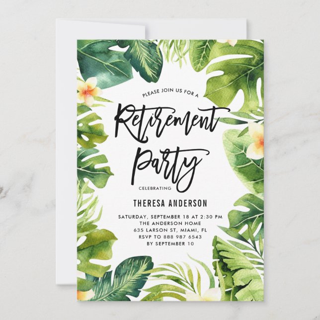 Invitation Parti de la retraite de la végétation tropicale et (Devant)