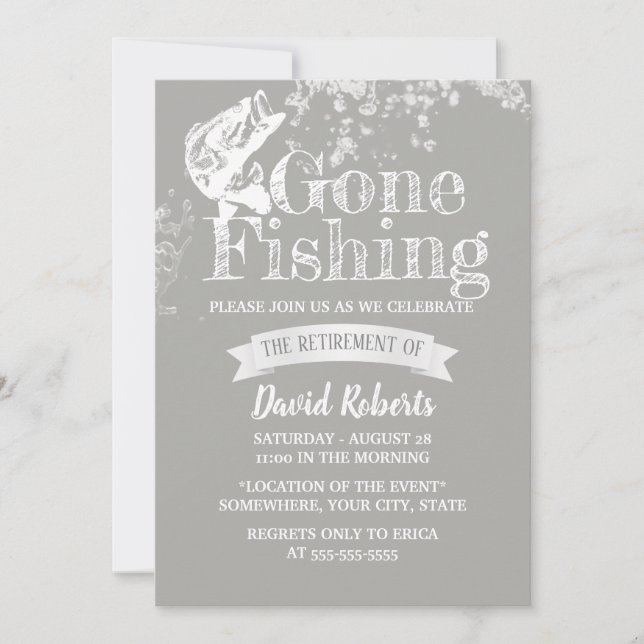 Invitation Parti de la retraite en argent de la pêche (Devant)