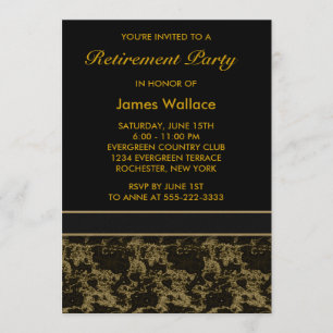 Invitation Parti de la retraite en marbre noir