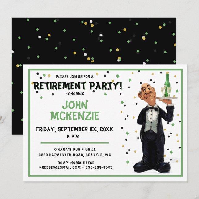 Invitation Parti de la retraite - Garçon drôle (Devant / Derrière)