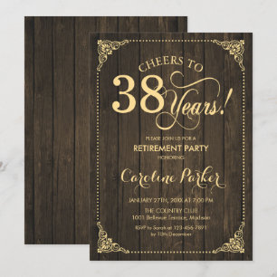 Invitation Parti de la retraite - Gold Rustic Wood