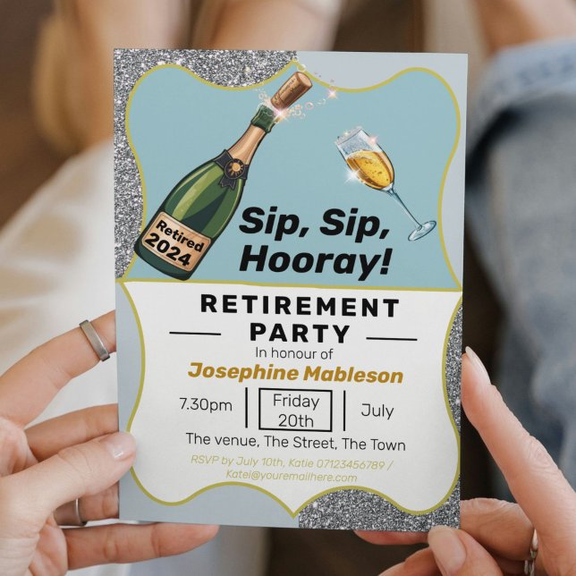 Invitation Parti de la retraite, juste à la retraite, Vintage (Créateur téléchargé)