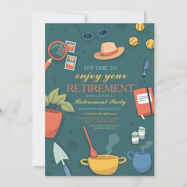 Invitation Parti de la retraite Profitez des loisirs de fête  (Devant)