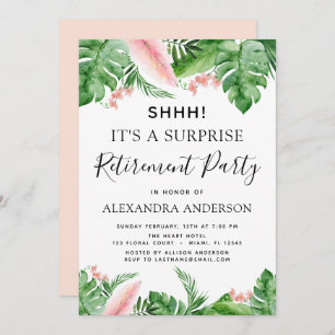 Invitation Parti de la retraite surprise Flore de palmiers tr