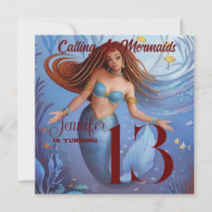 Invitation Parti de la sirène d'aquarelle africaine