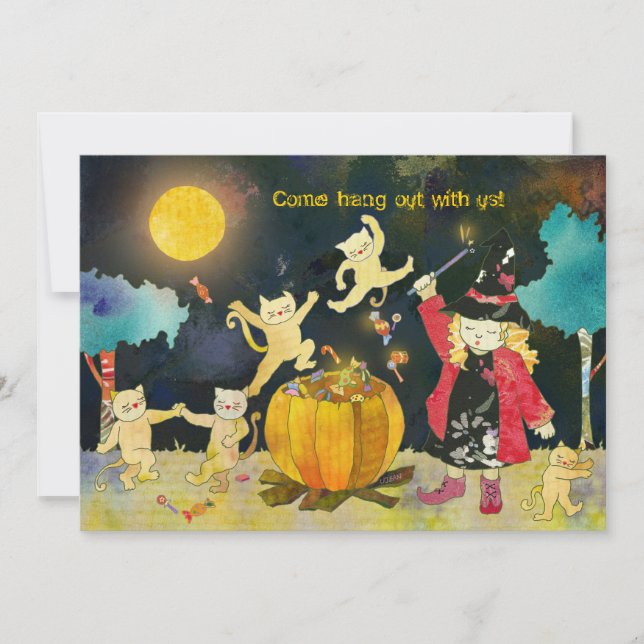 Invitation Parti de la sorcière blonde pour l'Halloween (Devant)