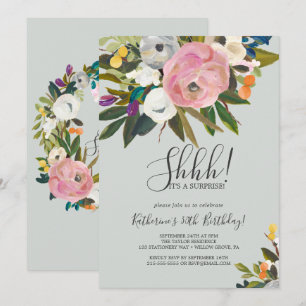 Invitation Parti de la surprise florale peinte