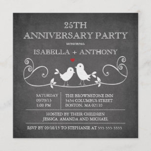 Invitation Parti de l'anniversaire des Inséparables Vintages 