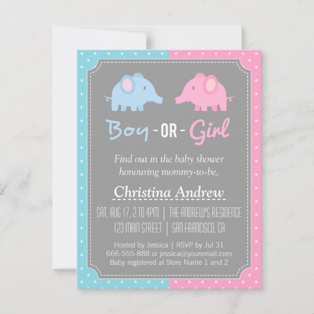 Invitation Parti de l'Baby shower de la révélation de l'appar (Devant)