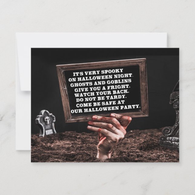 Invitation Parti de l'Halloween de la main des morts sanglant (Devant)