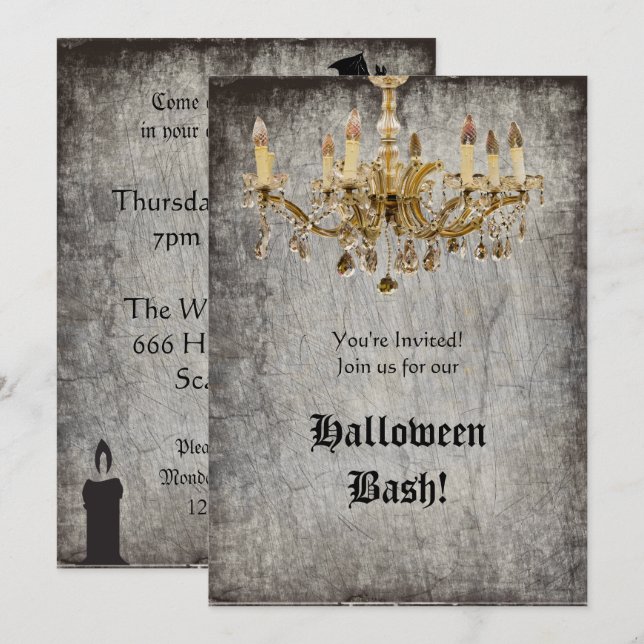 Invitation Parti de l'Halloween du Chandelier d'or (Devant / Derrière)
