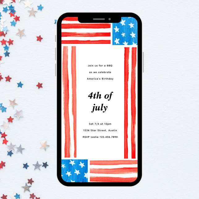Invitation Parti de l'indépendance peinte 4 juillet (Créateur téléchargé)
