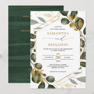Invitation Parti de mariage de l'Eucalyptus Gold Green