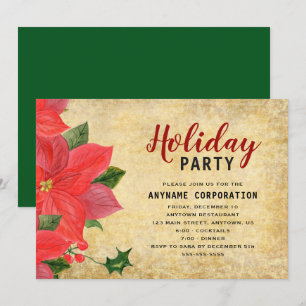 Invitation Parti de Noël d'entreprise Russe Red Poinsettia