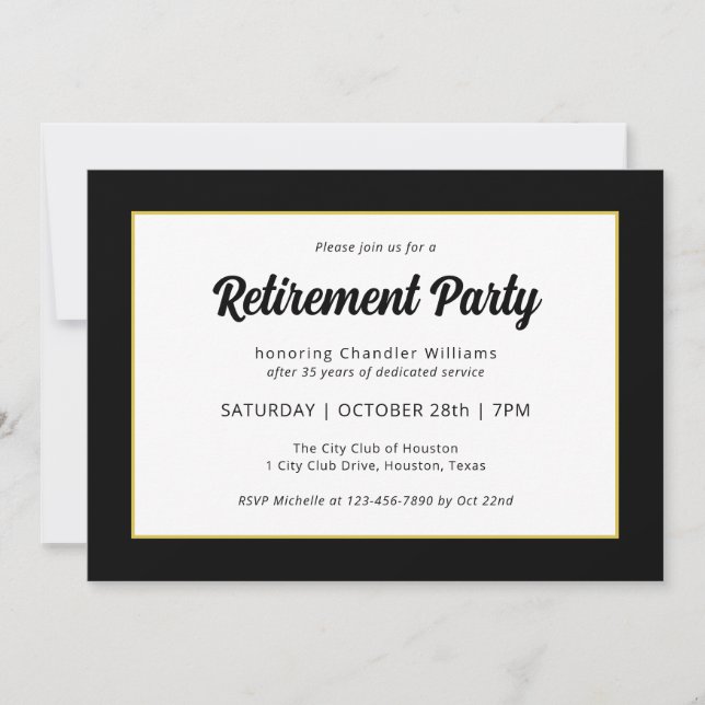 Invitation Parti de retraite à cadre noir d'entreprise modern (Devant)