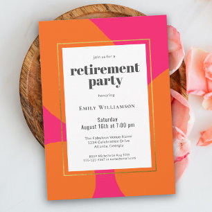 Invitation Parti de retraite Abstraite moderne rose chaud