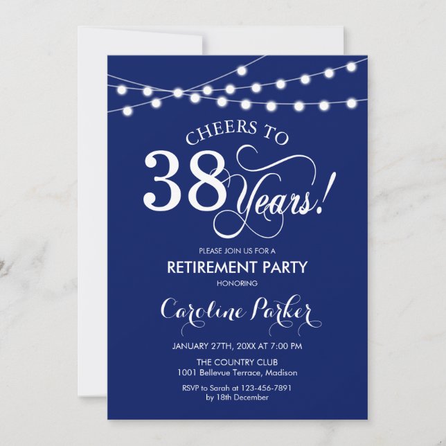 Invitation Parti de retraite - Bleu bleu marine (Devant)
