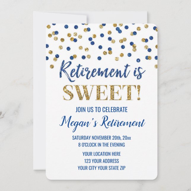 Invitation Parti de retraite Confetti de la Parties scintilla (Dos)