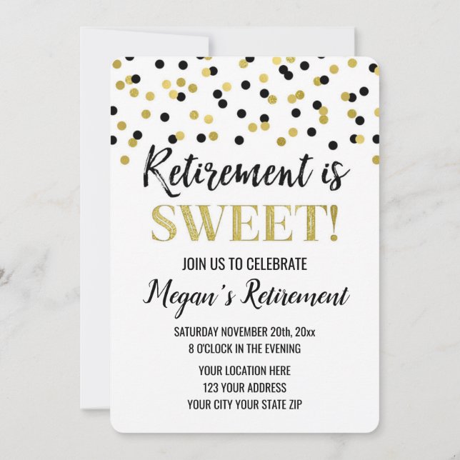 Invitation Parti de retraite Confetti de la Parties scintilla (Dos)
