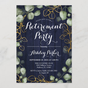 Invitation Parti de retraite de la marine Eucalyptus Wreath
