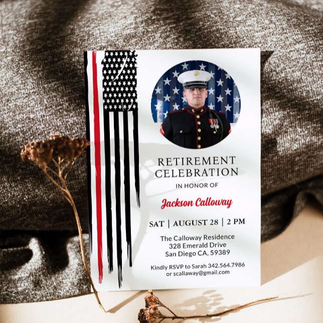 Invitation Parti de retraite de la marine militaire, drapeau  (Créateur téléchargé)