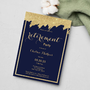 Invitation Parti de retraite de la parties scintillant d'or b