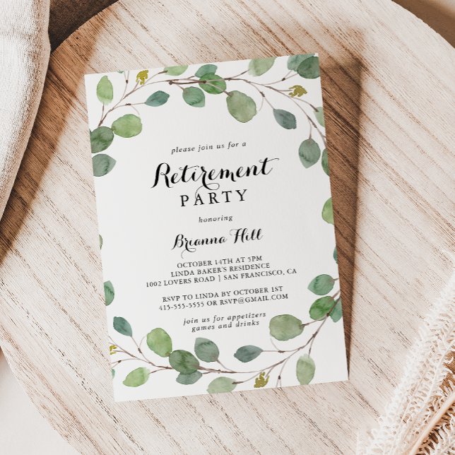 Invitation Parti de retraite de l'Eucalyptus de verdure (Créateur téléchargé)