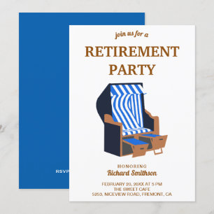 Invitation Parti de retraite des chaises de plage Blue Strand