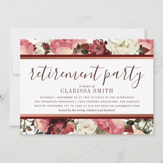Invitation Parti de retraite des fleurs d'or et de Bourgogne  (Devant)