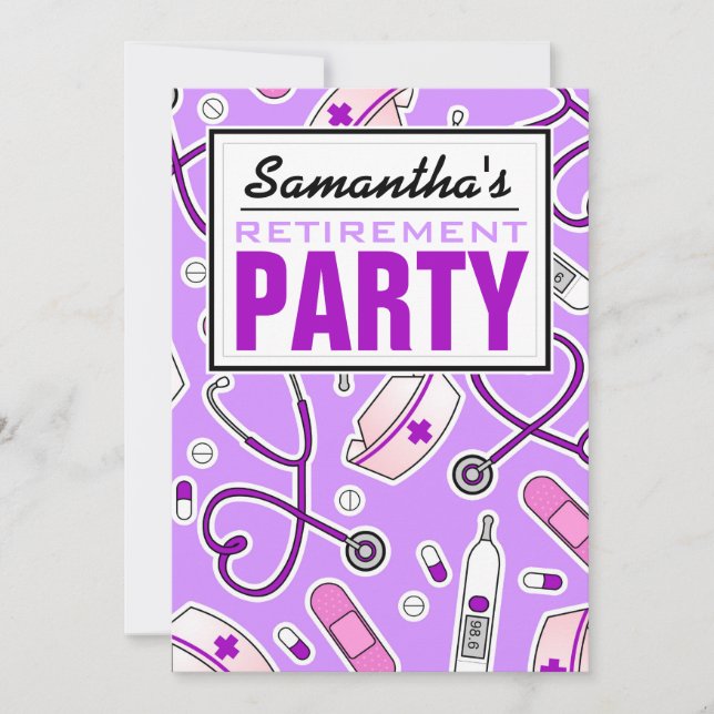 Invitation Parti de retraite des infirmières Purple (Devant)