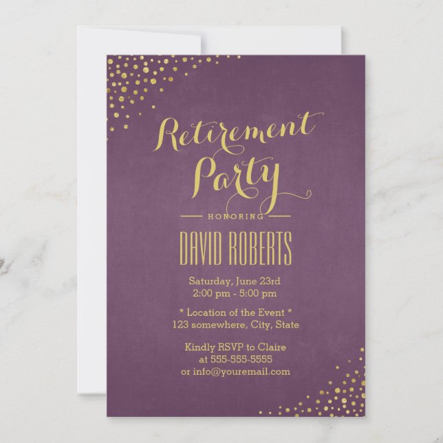Invitation Parti de retraite des points d'or et de violet mod (Devant)