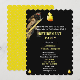 Invitation Parti de retraite des pompiers noirs et jaunes