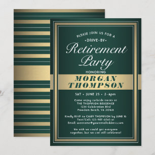 Invitation Parti de retraite Drive By Vert Blanc et or