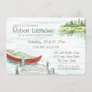 Invitation Parti de retraite du lac pittoresque et du canot