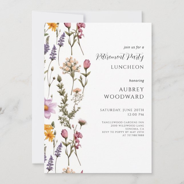 Invitation Parti de retraite florale (Devant)