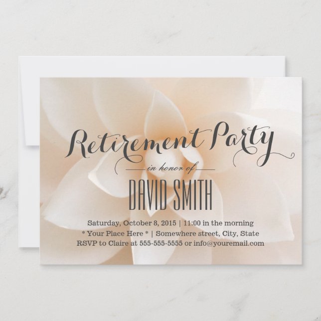 Invitation Parti de retraite florale blanc classique (Devant)
