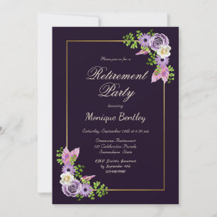 Invitation Parti de retraite florale pourpre