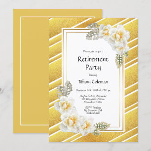 Invitation Parti de retraite florale Rose jaune