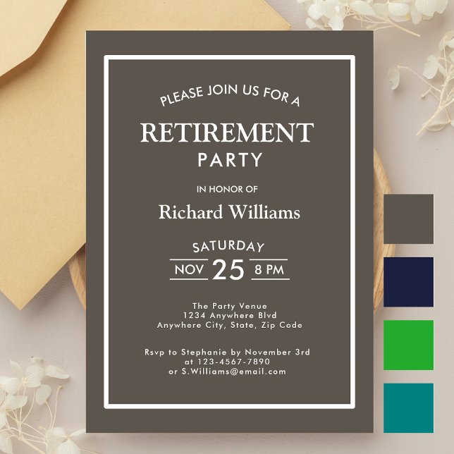 Invitation Parti de retraite gris classique (Créateur téléchargé)