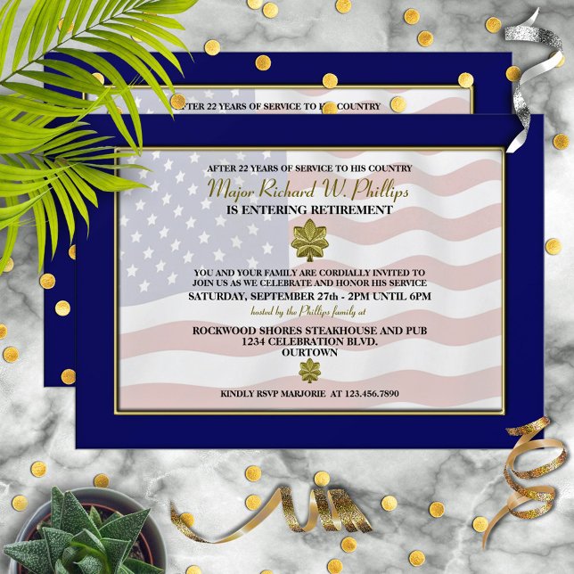 Invitation Parti de retraite militaire de la feuille de chêne (Créateur téléchargé)