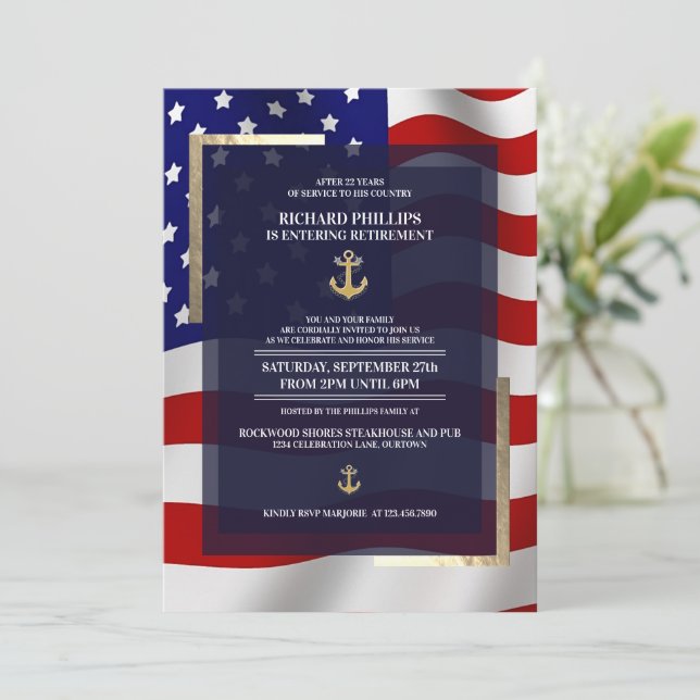 Invitation Parti de retraite militaire de l'Ancre d'or et du  (Debout devant)