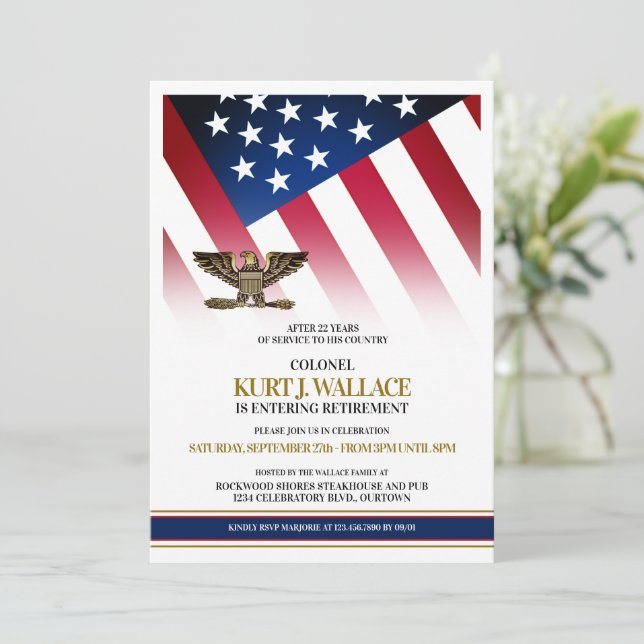 Invitation Parti de retraite militaire Gold Eagle (Debout devant)